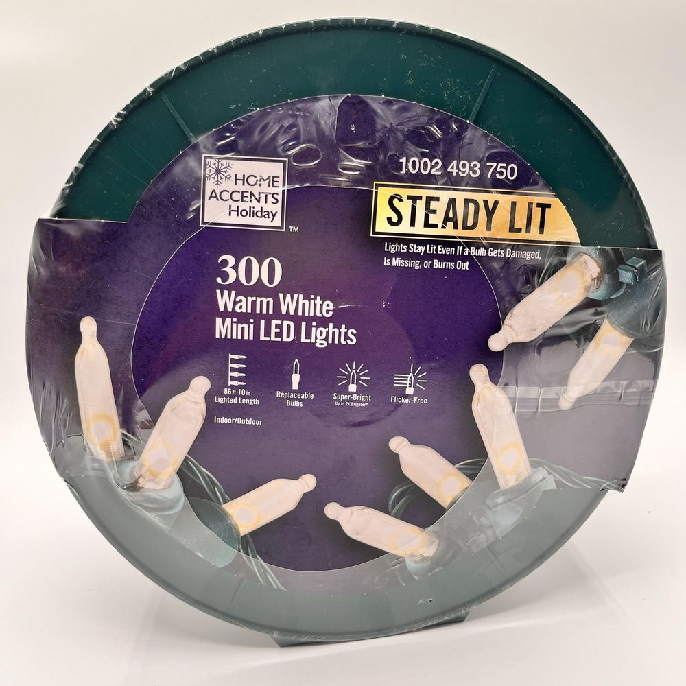 Home Accents 300 Count LED Lights Christmas Wedding White Mini Steady Lit NEW
